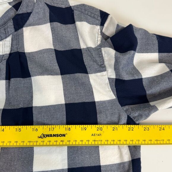 J. Crew Navy Buffalo Check Flannel Blouse M - Picture 6 of 7